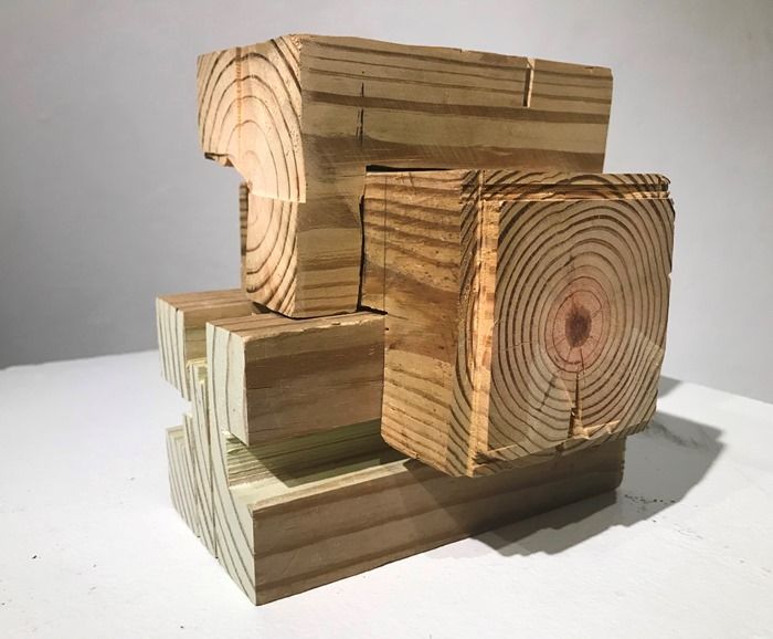 'TREES TO BLOCKS' </br> Wood     Base 10 w x 11 h x 11d</br> $400.00